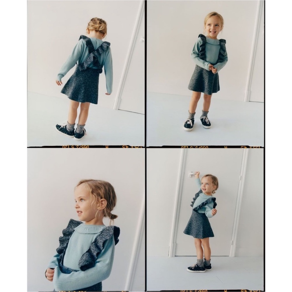 Zara (VGUC) | Capsule Piece Ruffle Pinafore Sweater Overall Dress